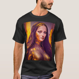 Goldener Cyborg Mona Lisa T-Shirt
