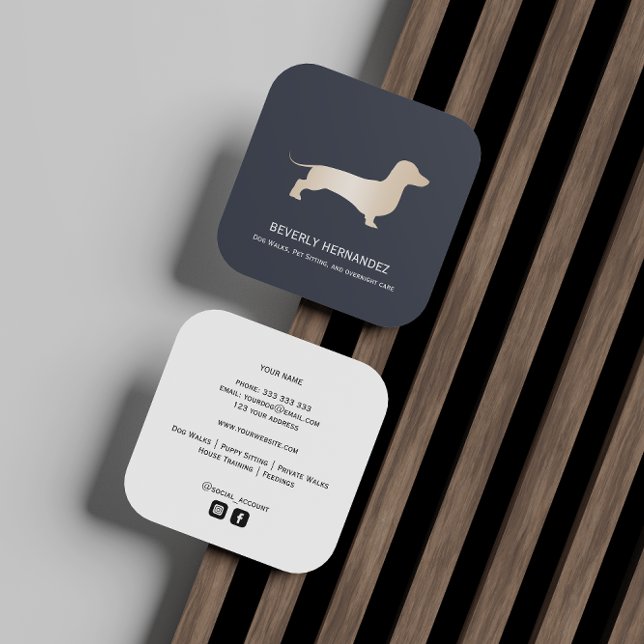 Goldener Dackel Walker Trainer Welpe sitzend Quadratische Visitenkarte (Von Creator hochgeladen)