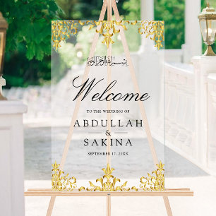 Goldener Damast Muslimische Hochzeit Willkommen Ma Acrylschild