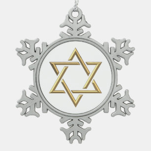 Goldener Davidsstern Schneeflocken Zinn-Ornament