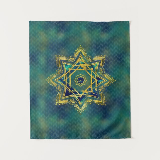 Goldener dekorativer Stern von Lakshmi - Wandteppich (Vorderseite)