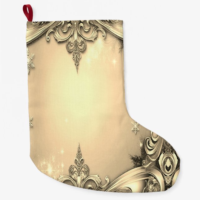 Goldener dekorativer Strumpf Großer Weihnachtsstrumpf (Vorderseite)