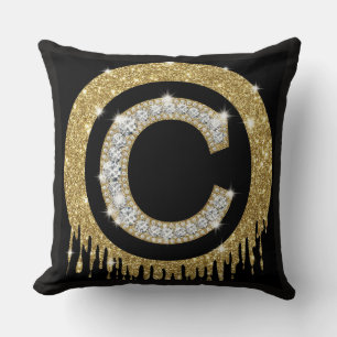 Goldener Diamant Buchstabe C Monogramm Personalisi Kissen