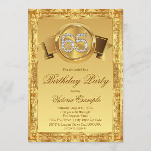 Goldener Diamant Swirl Extravagant 65. Geburtstag Einladung