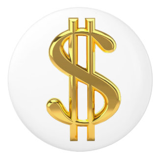 Goldener Dollar-Zeichen-Griff Keramikknauf