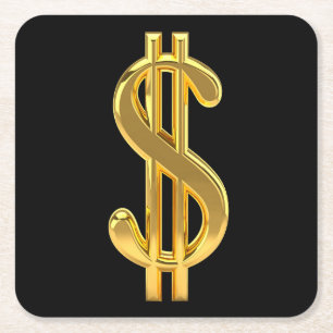 Goldener Dollarzeichen-Untersetzer Rechteckiger Pappuntersetzer