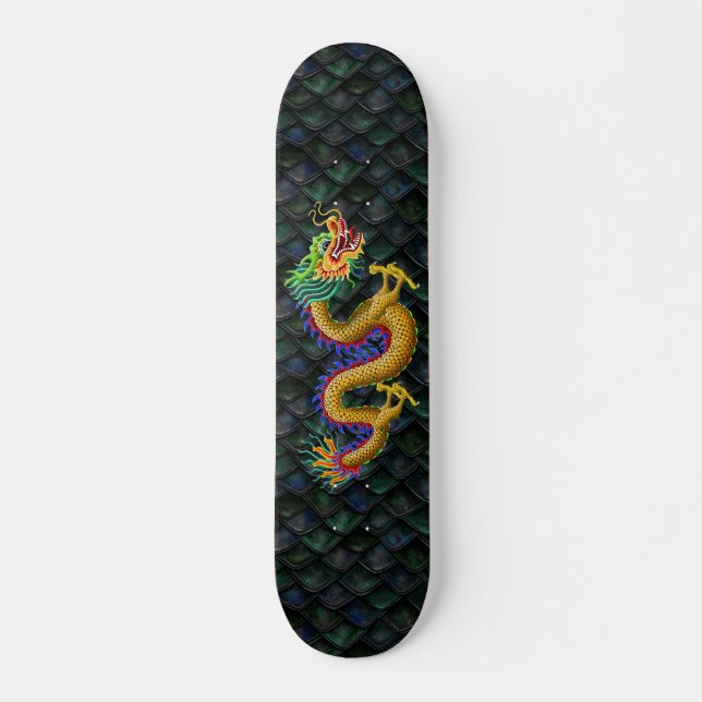 Goldener Drache auf der Skala des grünen Drachen Skateboard (Vorne)