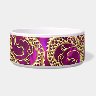 Goldener Drache auf Magenta Satin Print Napf