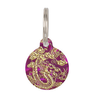 Goldener Drache auf Magenta Satin Print Tiermarke