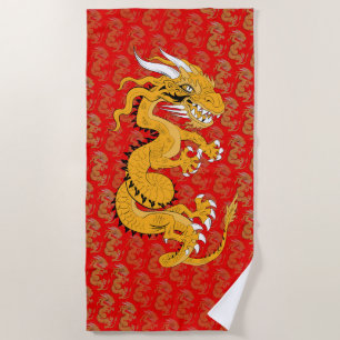 Goldener Drache auf Red Beach Handtuch