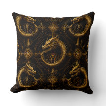 Goldener Drache Dark Fantasy Kissen