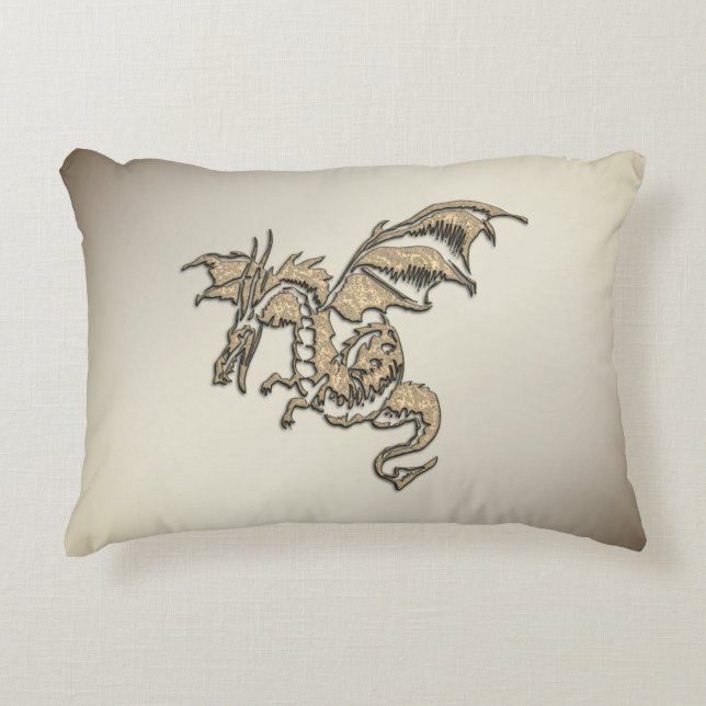 Goldener Drache Dekokissen (Vorderseite)