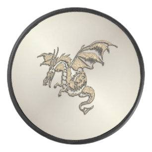 Goldener Drache Eishockey Puck