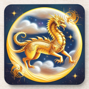 Goldener Drache im kosmischen Himmel Getränkeuntersetzer