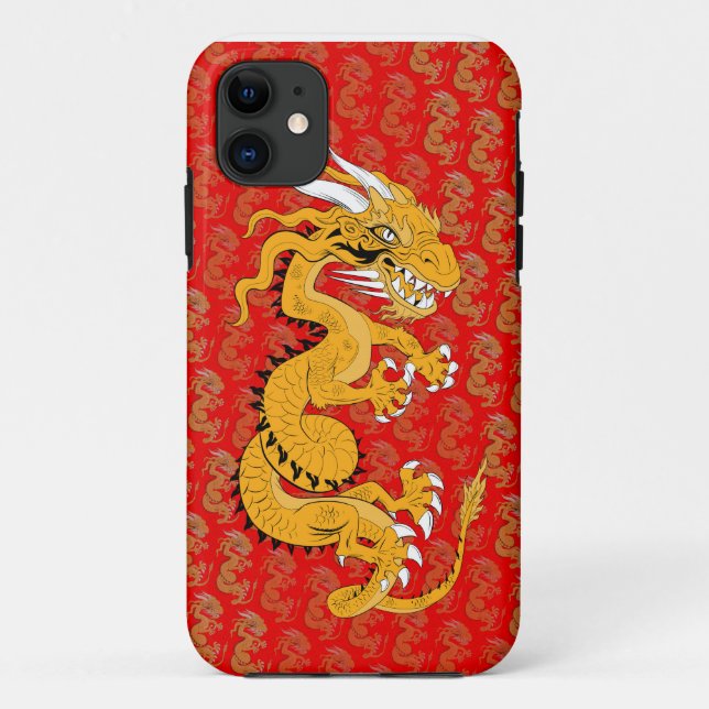 Goldener Drache in Rot Case-Mate iPhone Hülle (Rückseite)