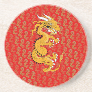 Goldener Drache in Rot Untersetzer