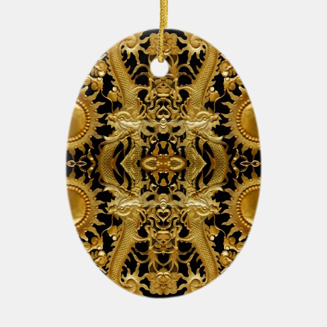 Goldener Drache Keramikornament (Vorne)