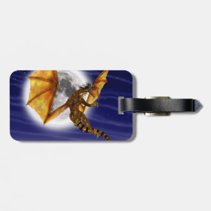 Goldener Drache Mythische Fantasie Kreatur Lila Hi Gepäckanhänger