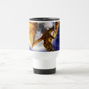 Goldener Drache Mythische Fantasie Kreatur Lila Hi Reisebecher
