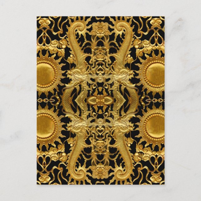 Goldener Drache Postkarte (Vorderseite)