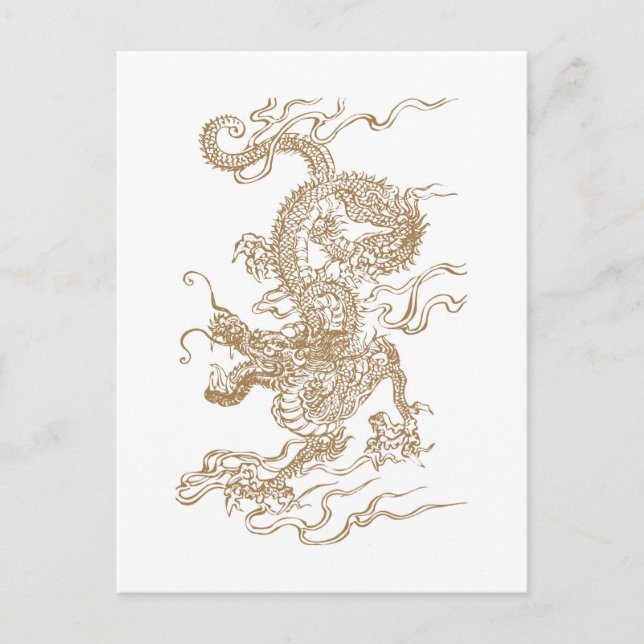 Goldener Drache Postkarte (Vorderseite)