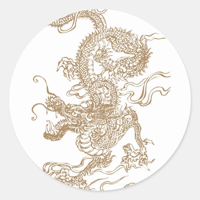 Goldener Drache Runder Aufkleber (Vorderseite)