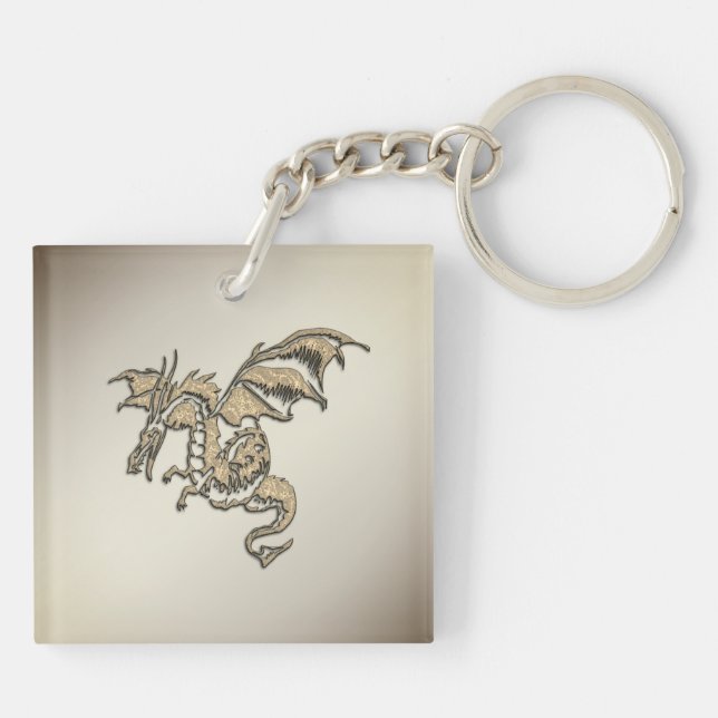 Goldener Drache Schlüsselanhänger (Rückseite)