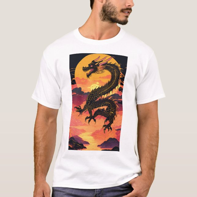 "Goldener Drachenaufstieg: Eine Fusion von Traditi T-Shirt (Vorderseite)