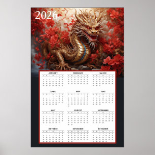 Goldener Drachenkalender 2026 – Herbstfeuer Poster