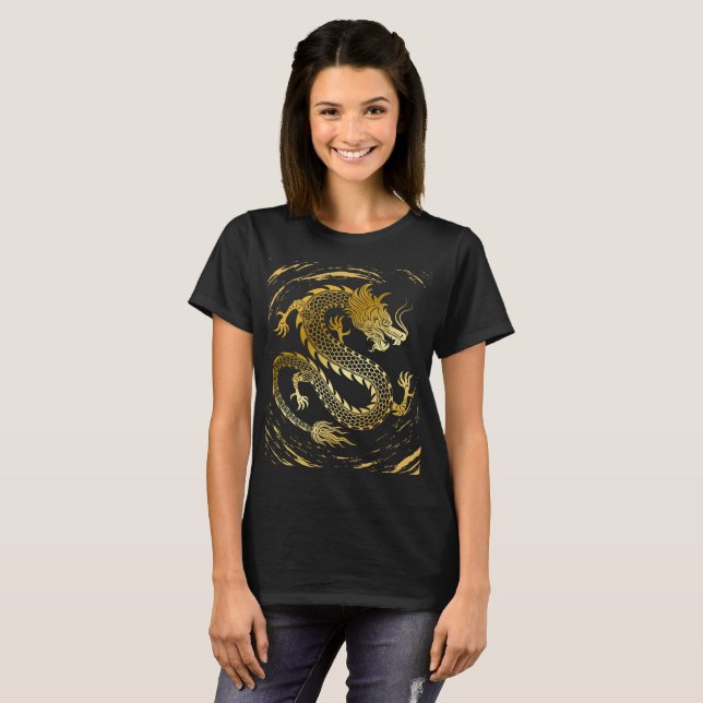 Goldener Drachenwirl T-Shirt (Vorne ganz)
