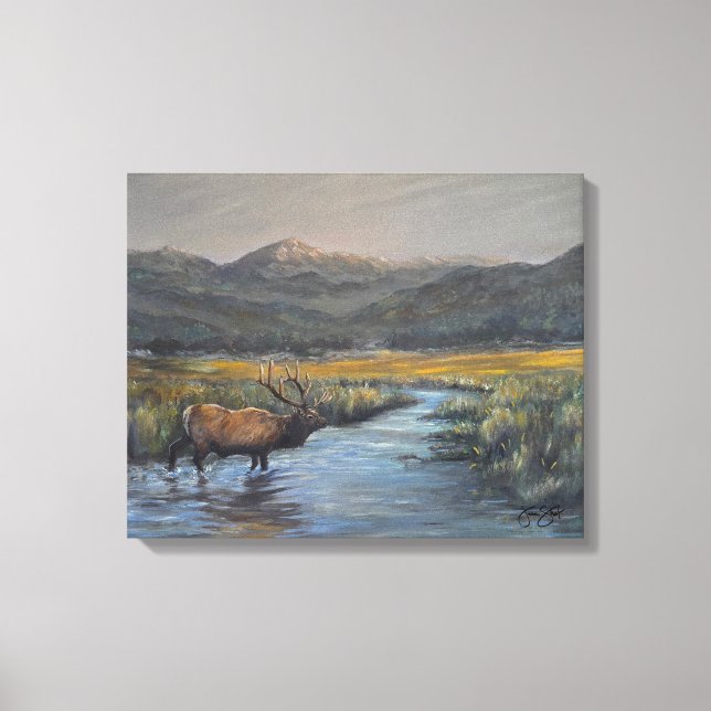 Goldener Elch Leinwanddruck (Vorderseite)