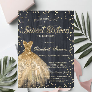 Goldener eleganter Kleid Diamanten Schwarz Sweet 1 Einladung
