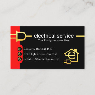 Goldener elektrischer Stromversorgungsstecker Visitenkarte