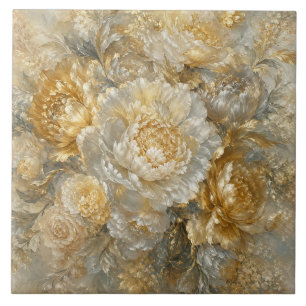 Goldener Elfenbeingarten Fliese