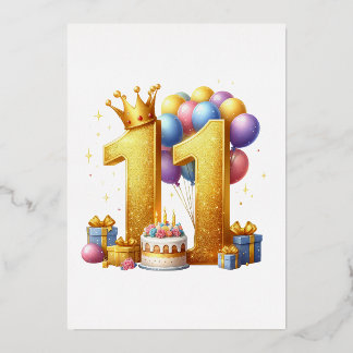 Goldener elfter Geburtstag Folieneinladung