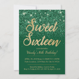 Goldener Emerald Sweet 16 Einladungen zum Geburtst