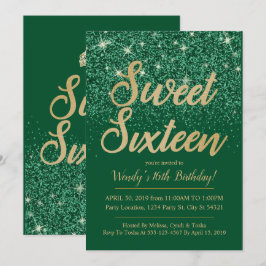 Goldener Emerald Sweet 16 Einladungen zum Geburtst