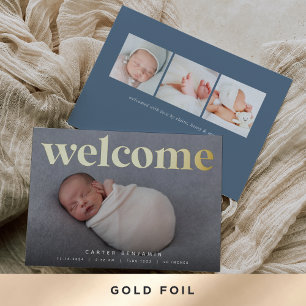 Goldener Empfang   Geburtsankündigung von Foil Folieneinladung