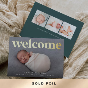 Goldener Empfang   Geburtsankündigung von Foil Folieneinladung