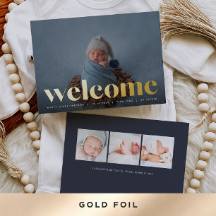 Goldener Empfang Geburtsankündigung von Foil Folieneinladung