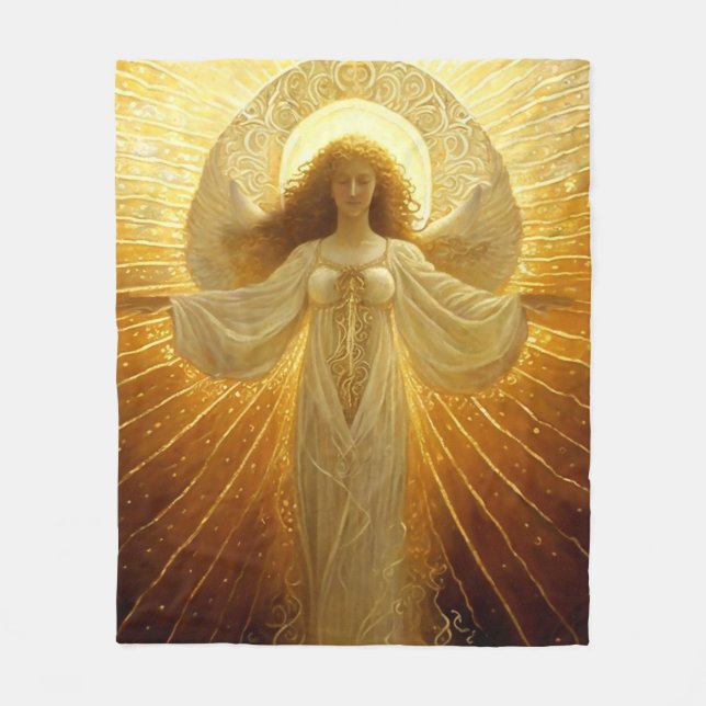Goldener Engel Erwachen von Wissen Fleecedecke (Vorderseite)