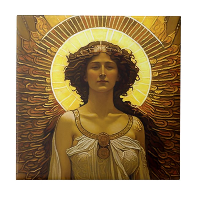 Goldener Engel Glasenger Messenger Fliese (Vorderseite)
