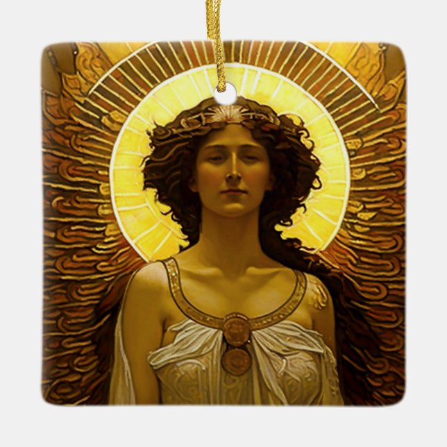 Goldener Engel Glasenger Messenger Keramikornament (Vorderseite)