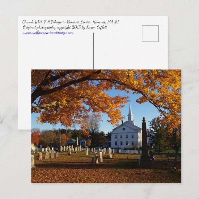 Goldener Fall Aussicht auf die Kirche vom Friedhof Postkarte (Vorne/Hinten)