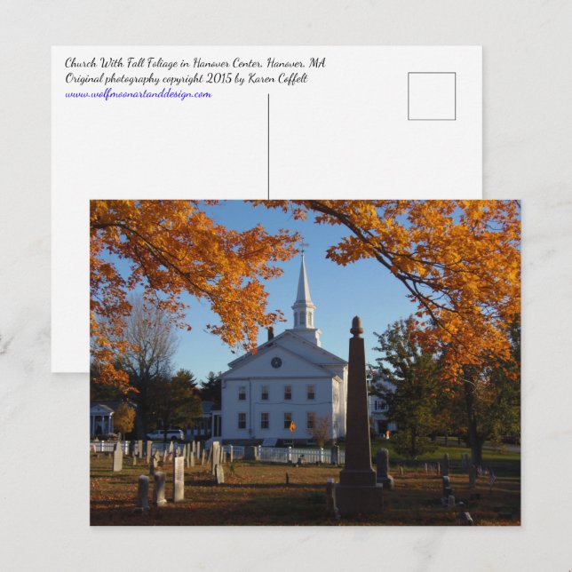 Goldener Fall Aussicht auf die Kirche vom Friedhof Postkarte (Vorne/Hinten)