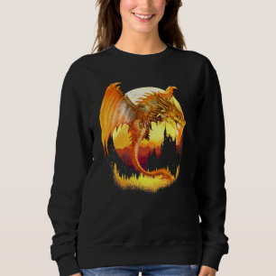 Goldener Fantasiedrache mit Feuer Sweatshirt
