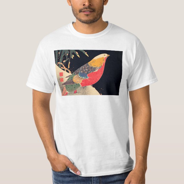 Goldener Fasan im Schnee von Ito Jakuchu T-Shirt (Vorderseite)