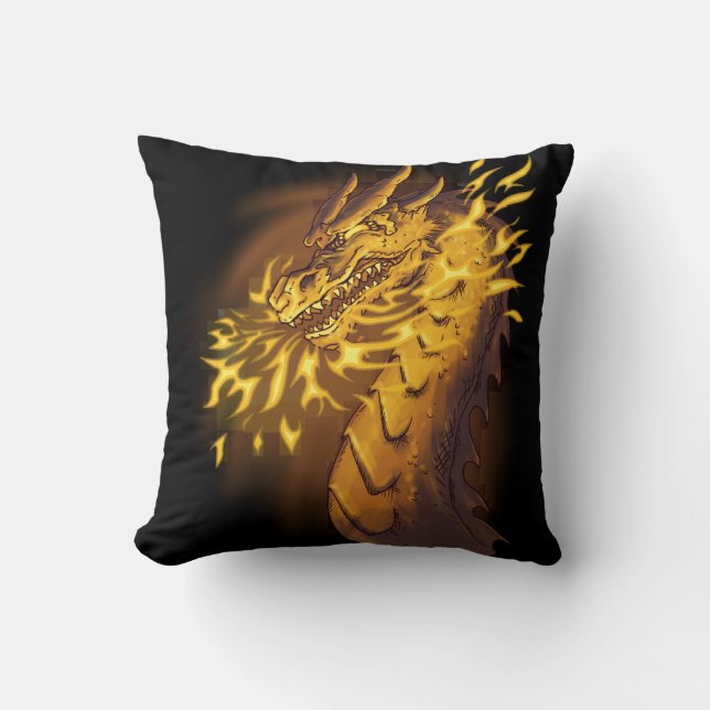 Goldener Feuerdrache Kissen (Vorderseite)