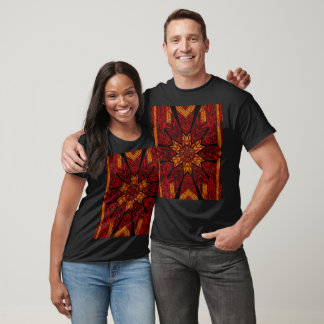 Goldener Feuerstern Bohemian Blumen Grafik T-Shirt