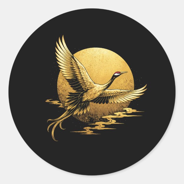 Goldener Flug Runder Aufkleber (Vorderseite)